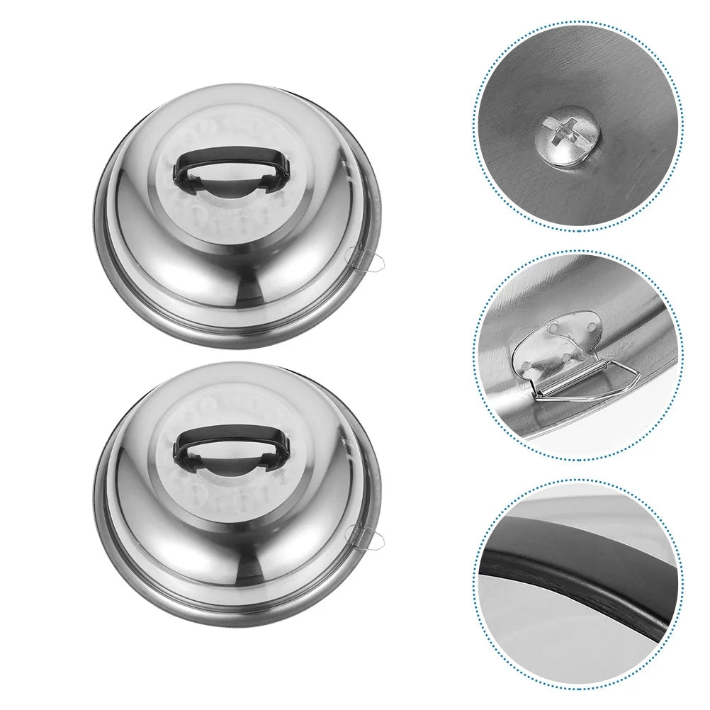unbranded 2Pcs Stainless Steel Pot Covers 28.5cm Pot Lids Kitchen Accessories (Silver) – Durable Stainless Steel Construction for Flexible Room-to-Room Use