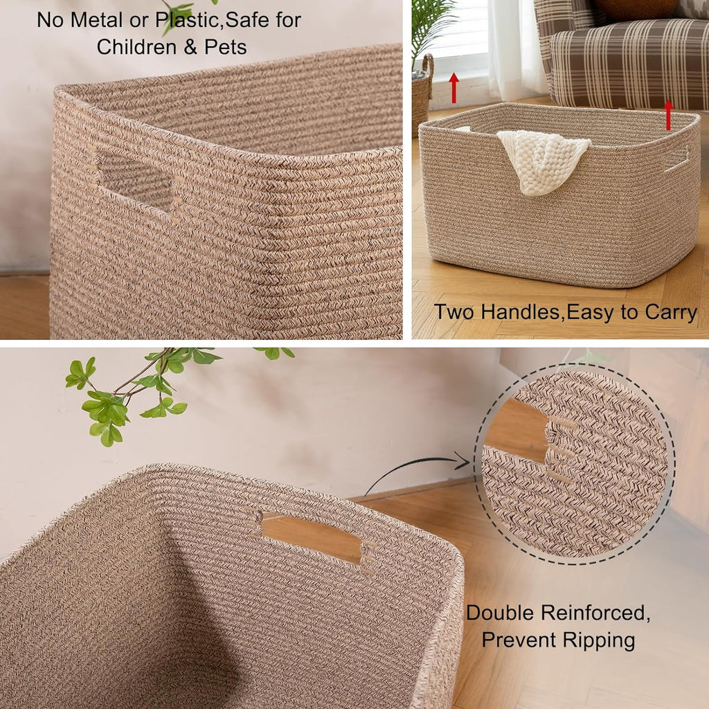 118L XXXLarge Cotton Rope Storage Basket Oversized Blanket Basket Used for Organizing Dirty Clothes in Living Room Bedroom Nursery Dog Toy Storage Bins 25" x 17" x 16",Grey – Practical Home Organization for Flexible Room-to-Room Use