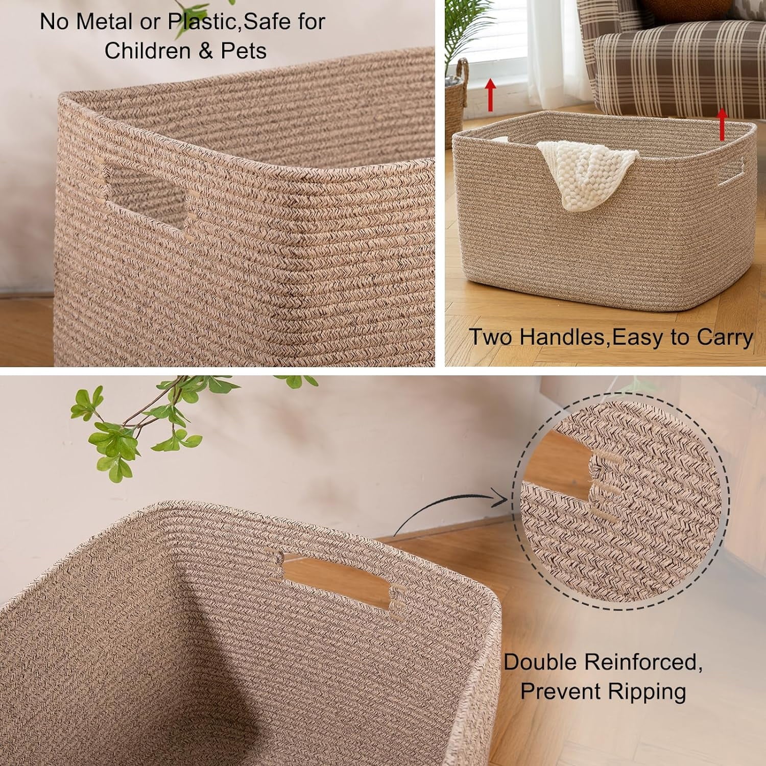 118L XXXLarge Cotton Rope Storage Basket Oversized Blanket Basket Used for Organizing Dirty Clothes in Living Room Bedroom Nursery Dog Toy Storage Bins 25" x 17" x 16",Grey – Practical Home Organization for Flexible Room-to-Room Use