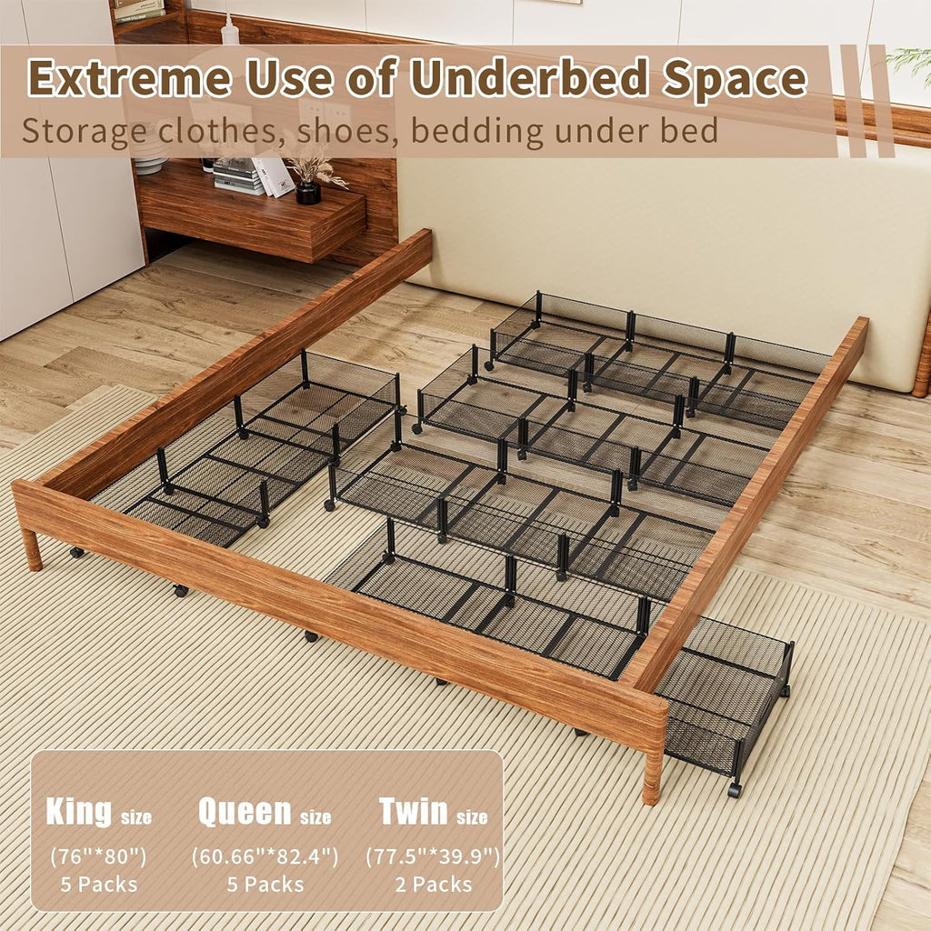 47.2'' Long Under Bed Storage on Wheels 57.6L Large Capacity Rolling Under the Bed Storage Containers Tool-Free Assembly Foldable Underbed Shoes Clothes Toy Drawers – Everyday Household Format for Flexible Room-to-Room Use