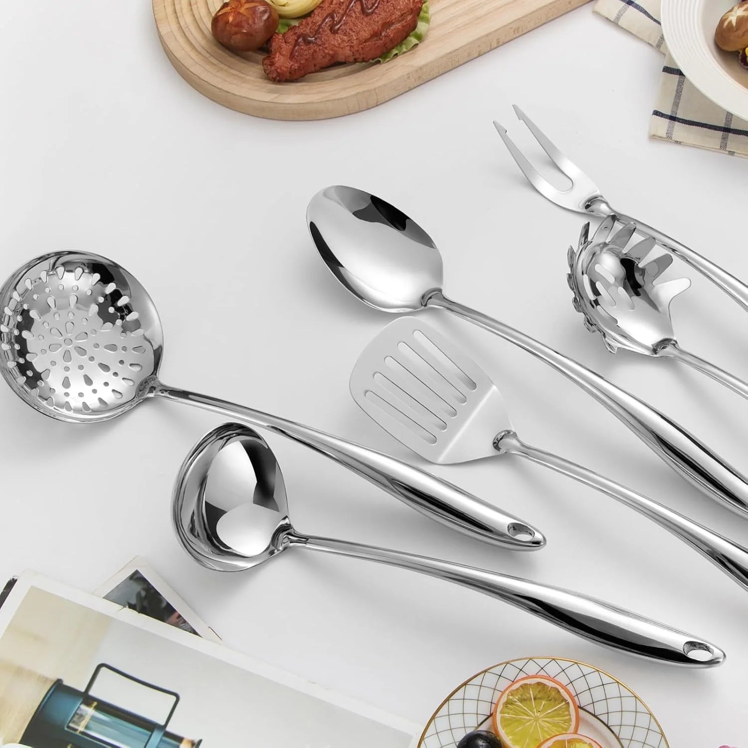 304 Stainless Steel Matte Kitchen Utensils Set 11 Pcs Long Metal Cooking Utensils Set Gold Cooking Utensils Set Dishwasher Suitable – Durable Stainless Steel Construction for Flexible Room-to-Room Use
