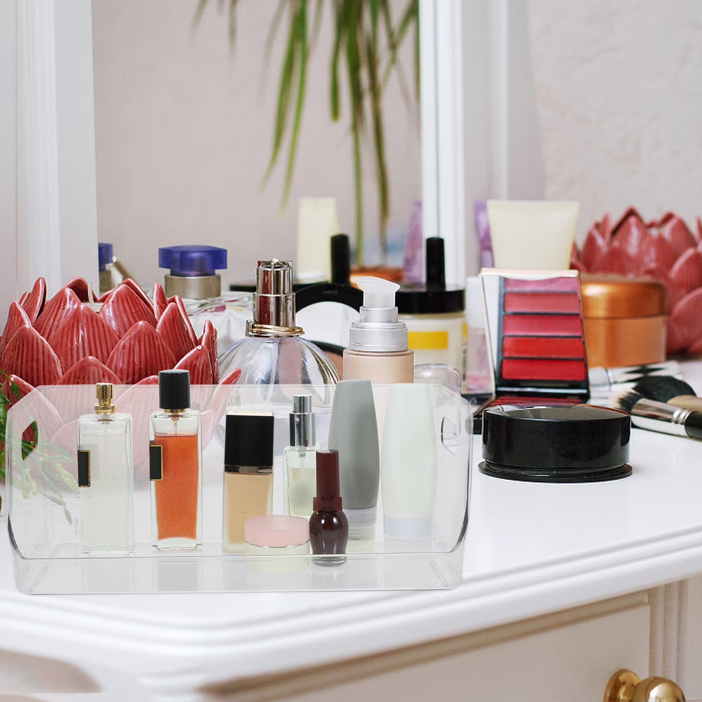 Snack Storage Box Shelf Clear Cosmetic Bin Organization Shelving – Clear-View Organization for Flexible Room-to-Room Use