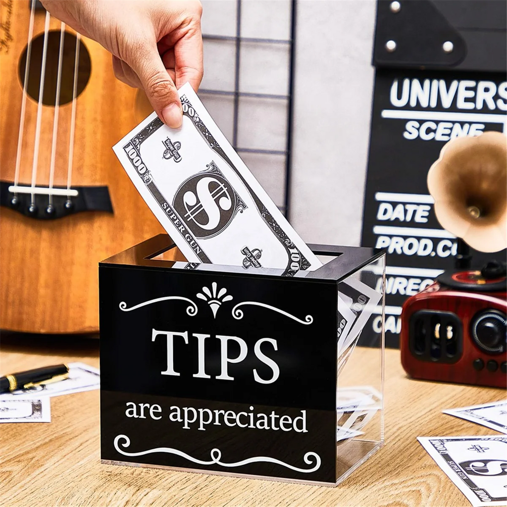 Tip Jars for Money Acrylic Cash Box Donation Bucket 6x4x5 Inch Storage Container Suggestion Raffle – Practical Home Organization for Flexible Room-to-Room Use