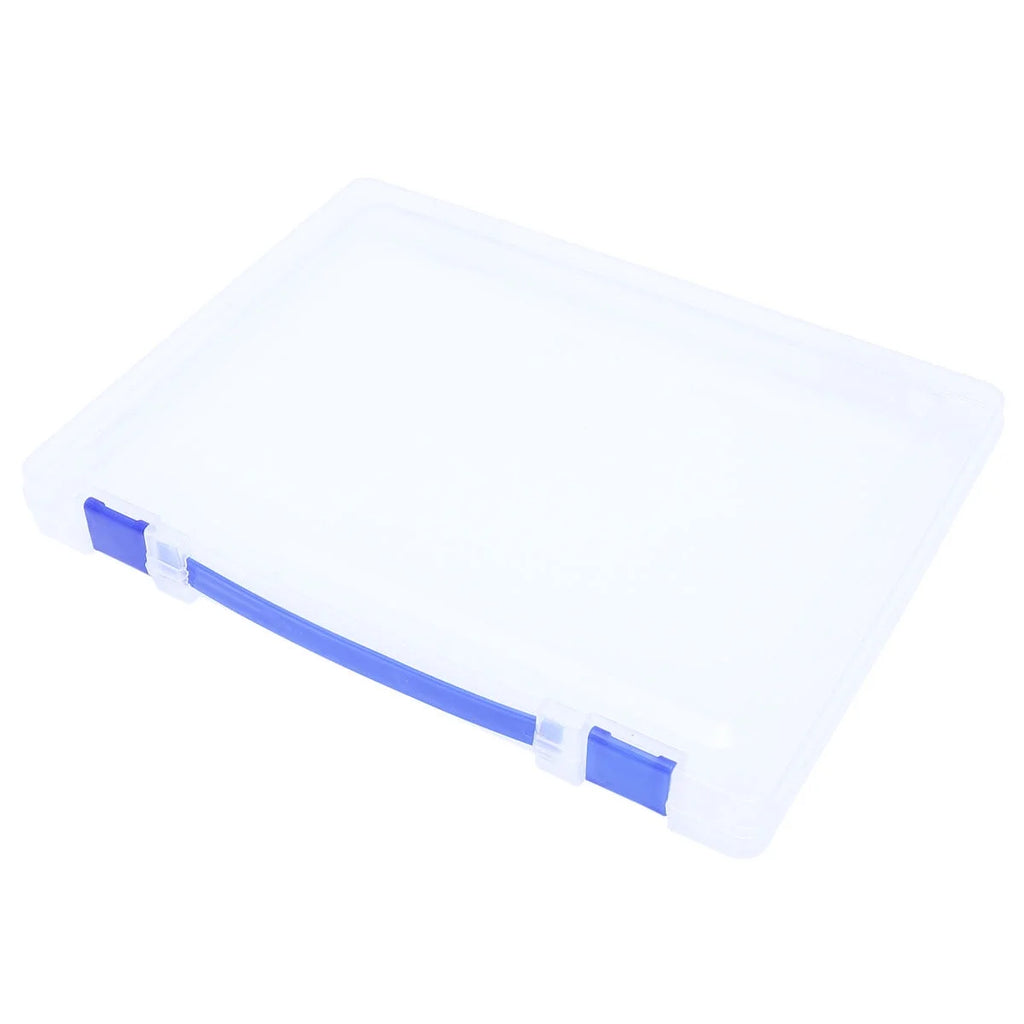 Transparent Storage Box Clear Plastic Document Paper Filling File Case Portable Ducoment Storage Holder with Blue Buckle – Multiroom Organization Format for Flexible Room-to-Room Use