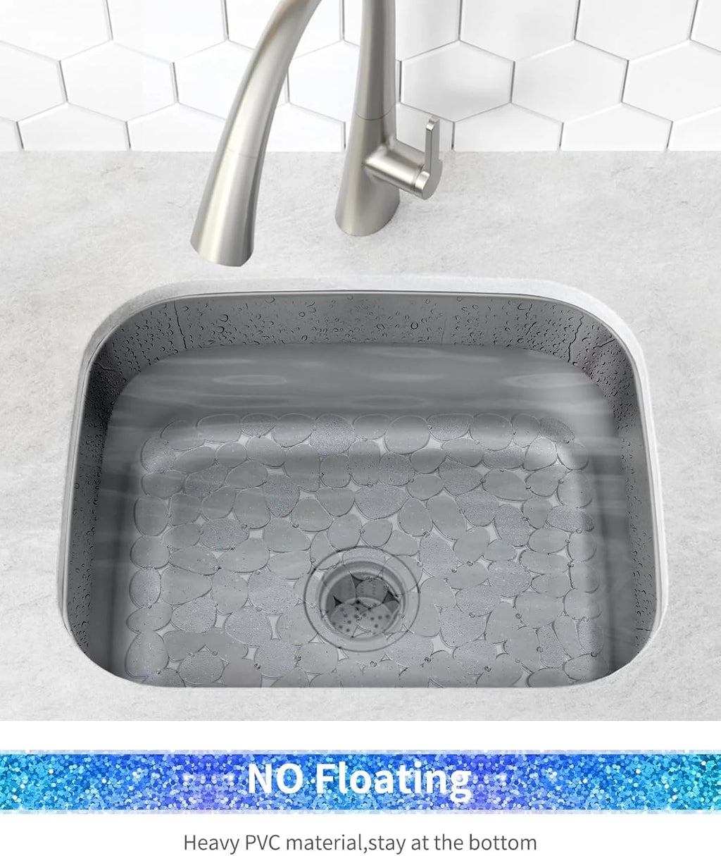 Bligli Pebble Sink Mat 2-Pack - PVC Kitchen Protector for Stainless Steel/Ceramic Dish Drying Mat for Dishes 15.7" x 11.8" Bling Clear – Clear-View Organization for Flexible Room-to-Room Use