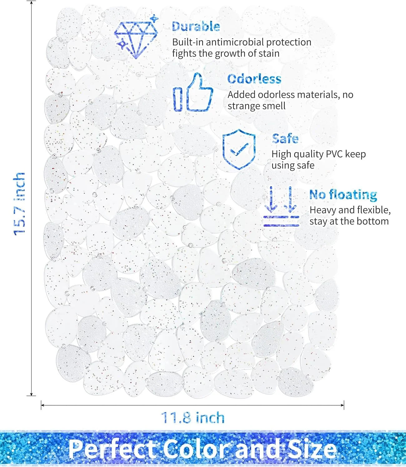 Bligli Pebble Sink Mat 2-Pack - PVC Kitchen Protector for Stainless Steel/Ceramic Dish Drying Mat for Dishes 15.7" x 11.8" Bling Clear – Clear-View Organization for Flexible Room-to-Room Use