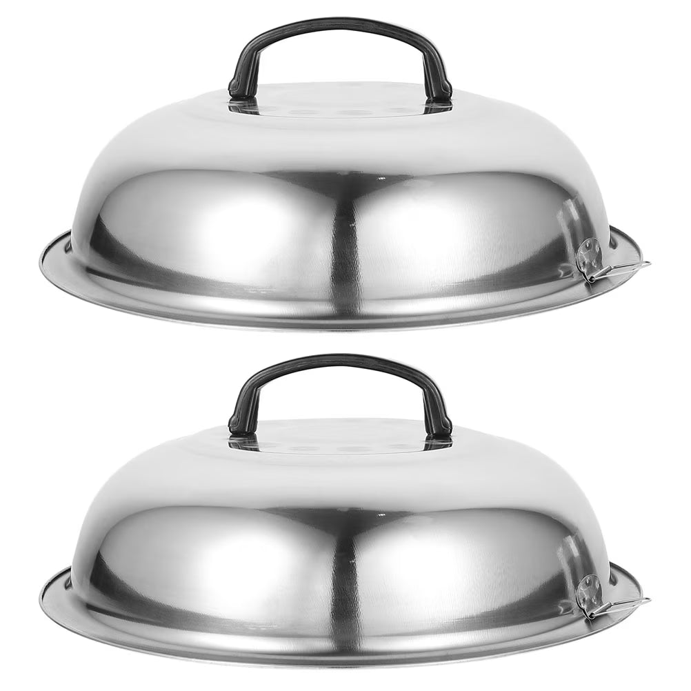 unbranded 2Pcs Stainless Steel Pot Covers 28.5cm Pot Lids Kitchen Accessories (Silver) – Durable Stainless Steel Construction for Flexible Room-to-Room Use