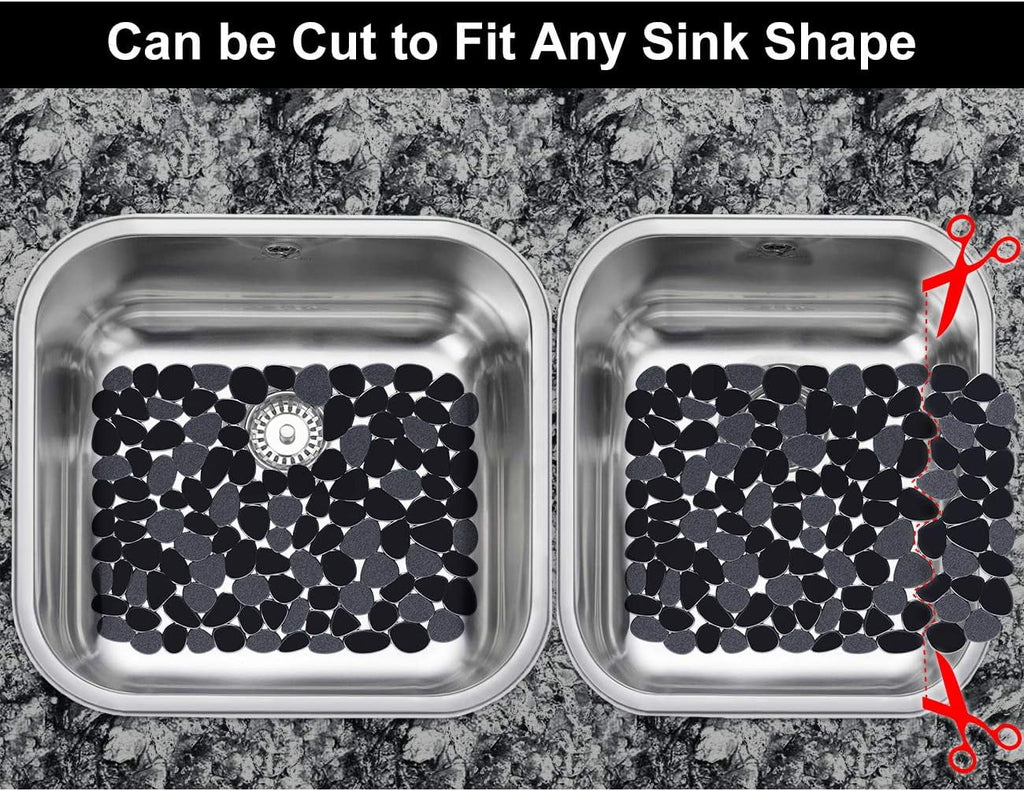 Bligli Pebble Sink Mat 2-Pack - PVC Kitchen Protector for Stainless Steel/Ceramic Dish Drying Mat for Dishes 15.7" x 11.8" Black – Durable Stainless Steel Construction for Flexible Room-to-Room Use
