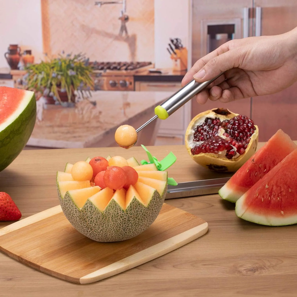 Watermelon Windmill Cutter Slicer Stainless Steel Shape Fruit Tools Quickly Cut Tool Kitchen Gadgets with Melon Scoop – Durable Stainless Steel Construction for Flexible Room-to-Room Use
