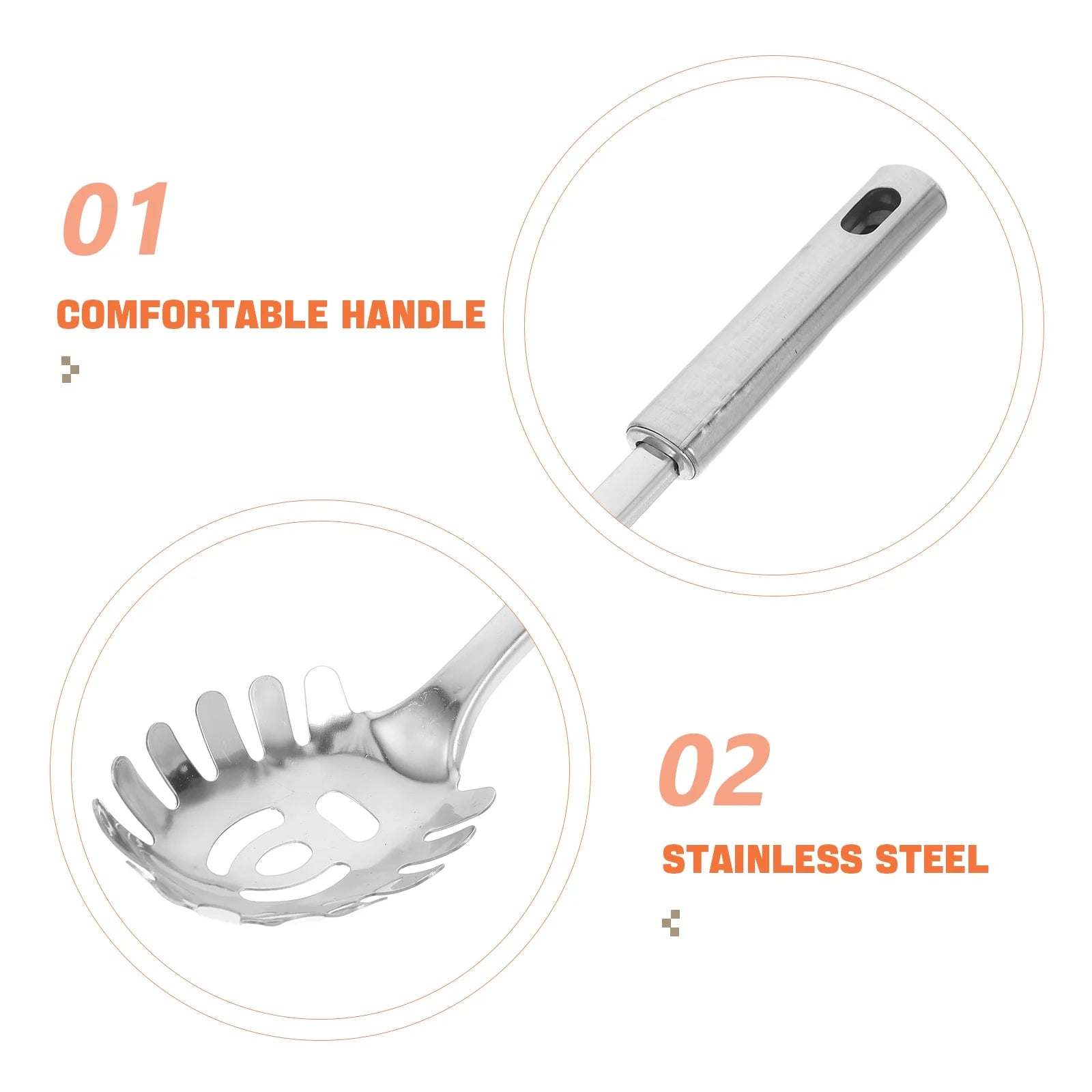 Stainless Steel Pasta Server 1 Set Spaghetti Spoon Noodle Claw Pasta Fork Metal Pasta Spoon Heat Resistant for Cooking – Durable Stainless Steel Construction for Flexible Room-to-Room Use