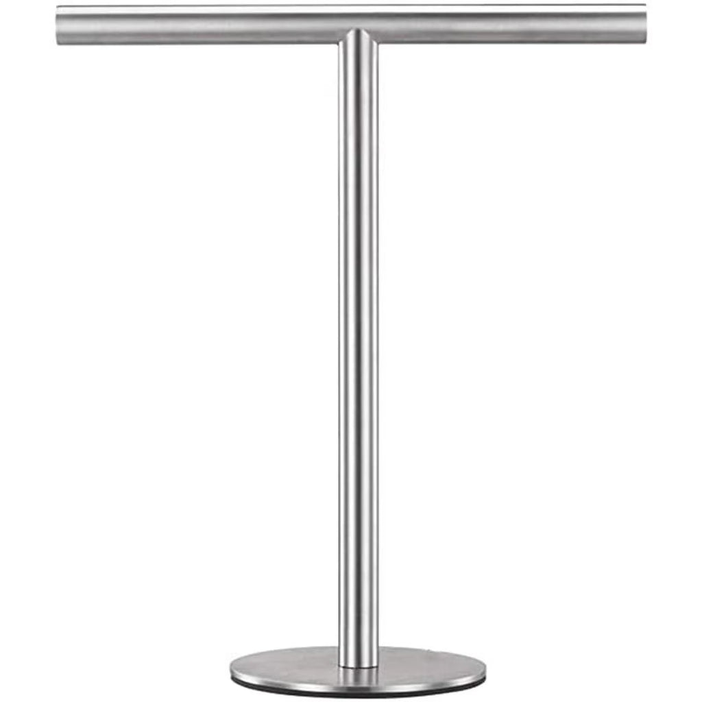 Brushed Standing Towel Rack Heavy Duty Base Stainless Steel T-Shaped Hand Towel Stand for Bathroom Kitchen. – Durable Stainless Steel Construction for Flexible Room-to-Room Use