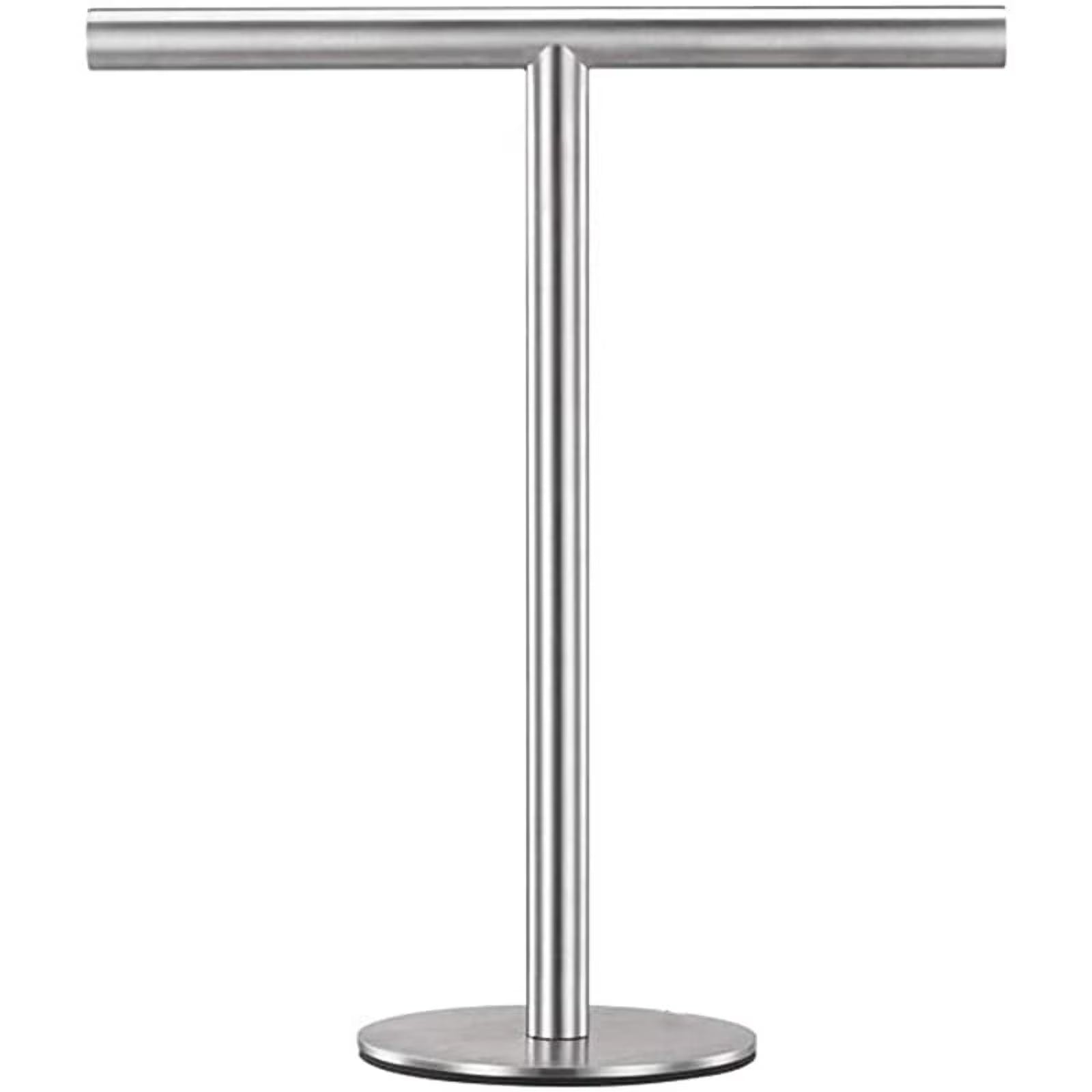 Brushed Standing Towel Rack Heavy Duty Base Stainless Steel T-Shaped Hand Towel Stand for Bathroom Kitchen. – Durable Stainless Steel Construction for Flexible Room-to-Room Use