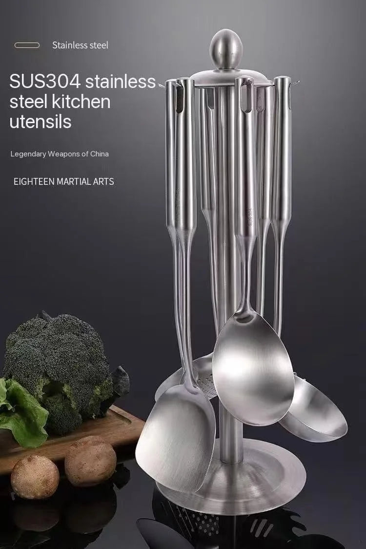 Well-crafted 7-Piece Gold Kitchen Utensil Set with Stand Stainless Steel Cooking Tools- Dishwasher Suitable Ladle Spoon Spatula Pasta Fork Luxury Brass Kitchen Accessories for Home – Durable Stainless Steel Construction for Flexible Room-to-Room Use