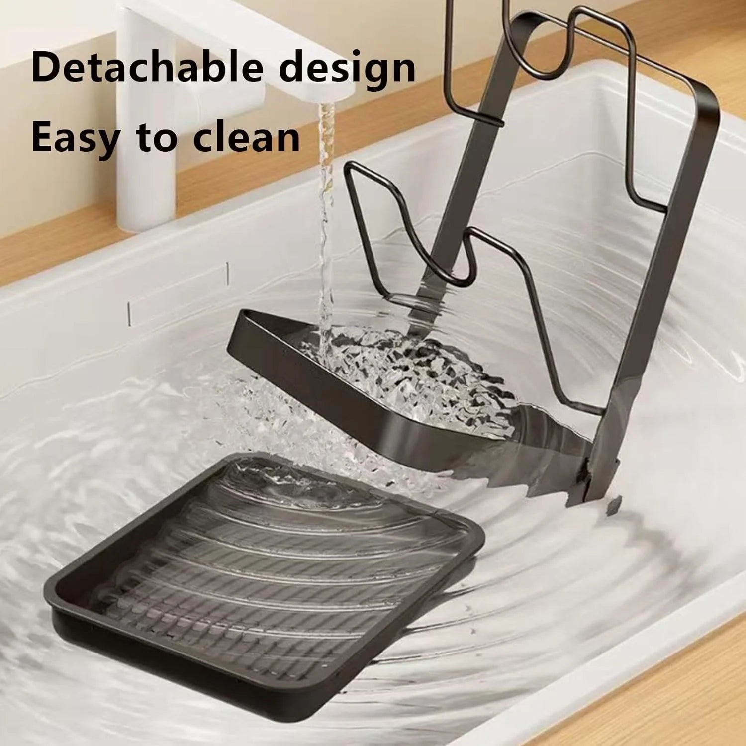 Kitchen Pot Lid Storage Rack 304 Stainless Steel Pot Lid Holder While Cooking Multifunctional Kitchen Pot Cover Organizer for Countertop With Removable Drip Tray – Durable Stainless Steel Construction for Flexible Room-to-Room Use