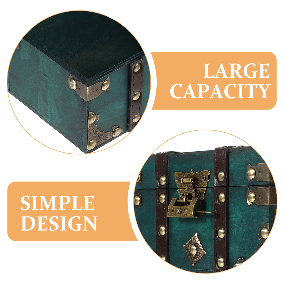 Wooden Storage Box Keepsake Stash Photo Treasure Chest Crate Dark Green – Natural-Look Construction for Flexible Room-to-Room Use
