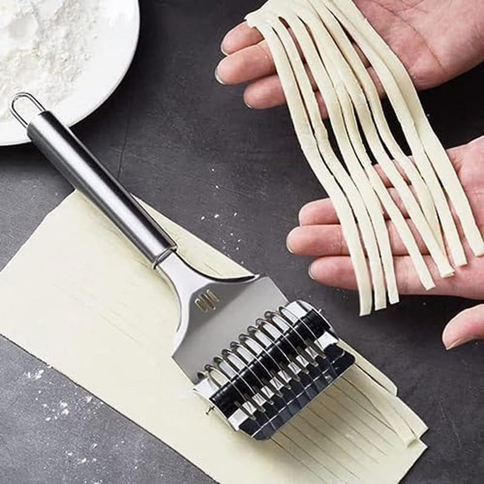 High Grade Stainless Steel Noodle Lattice Roller Dough Cutter for Kitchen Cooking Tools – Durable Stainless Steel Construction for Flexible Room-to-Room Use