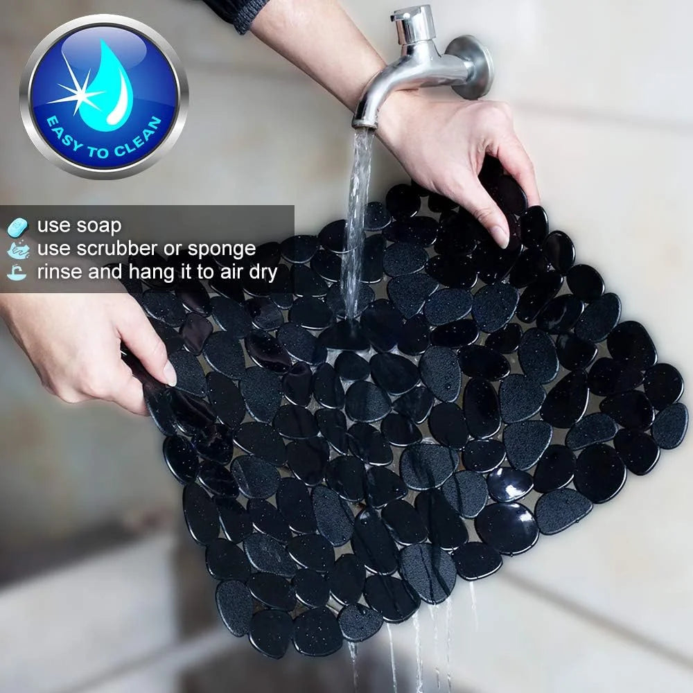 Bligli Pebble Sink Mat 2-Pack - PVC Kitchen Protector for Stainless Steel/Ceramic Dish Drying Mat for Dishes 15.7" x 11.8" Black – Durable Stainless Steel Construction for Flexible Room-to-Room Use