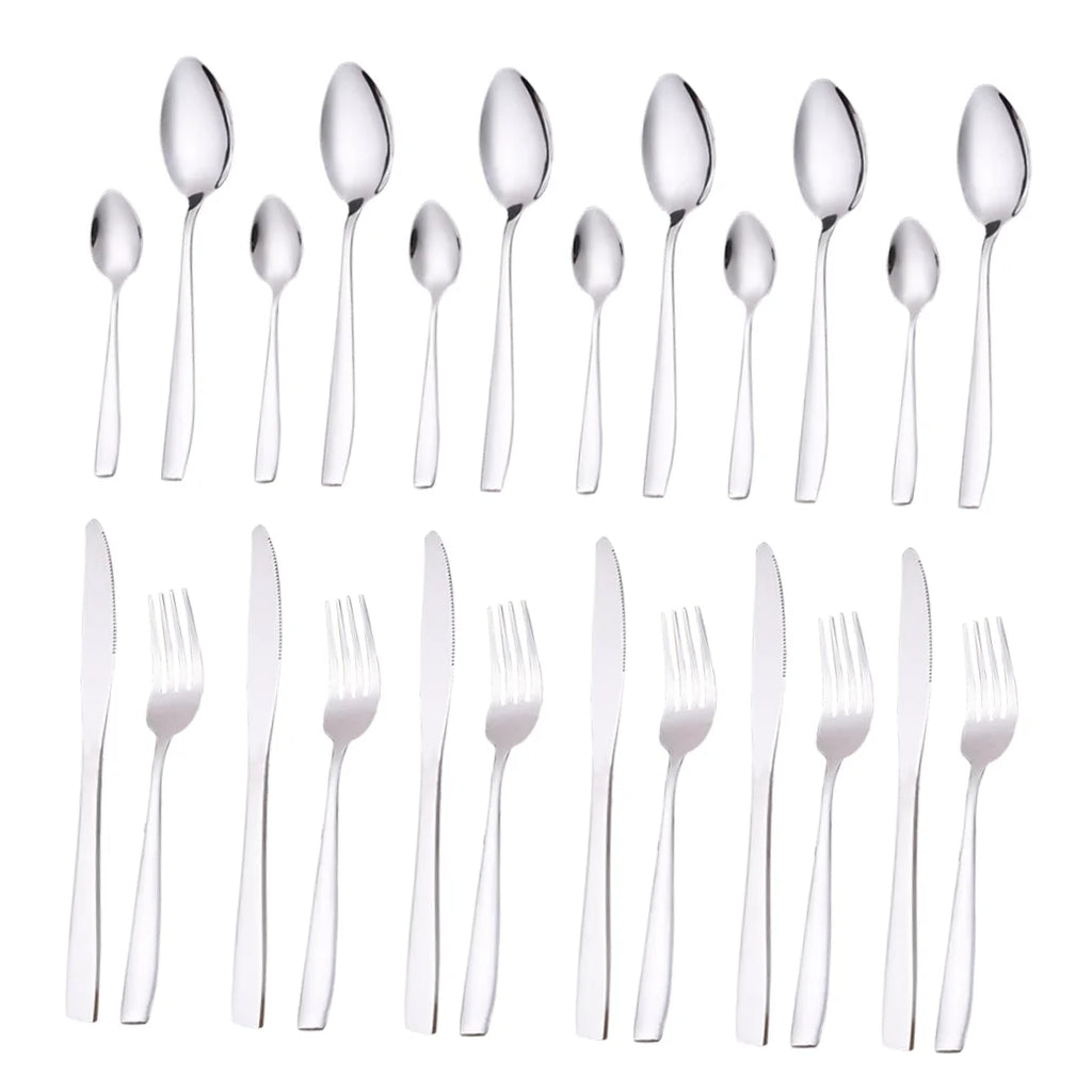 unbranded24 Pcs Stainless Flatware Steel Dish Drying Rack Countertop Cutlery Holder – Convenient Multi-Piece Set for Flexible Room-to-Room Use