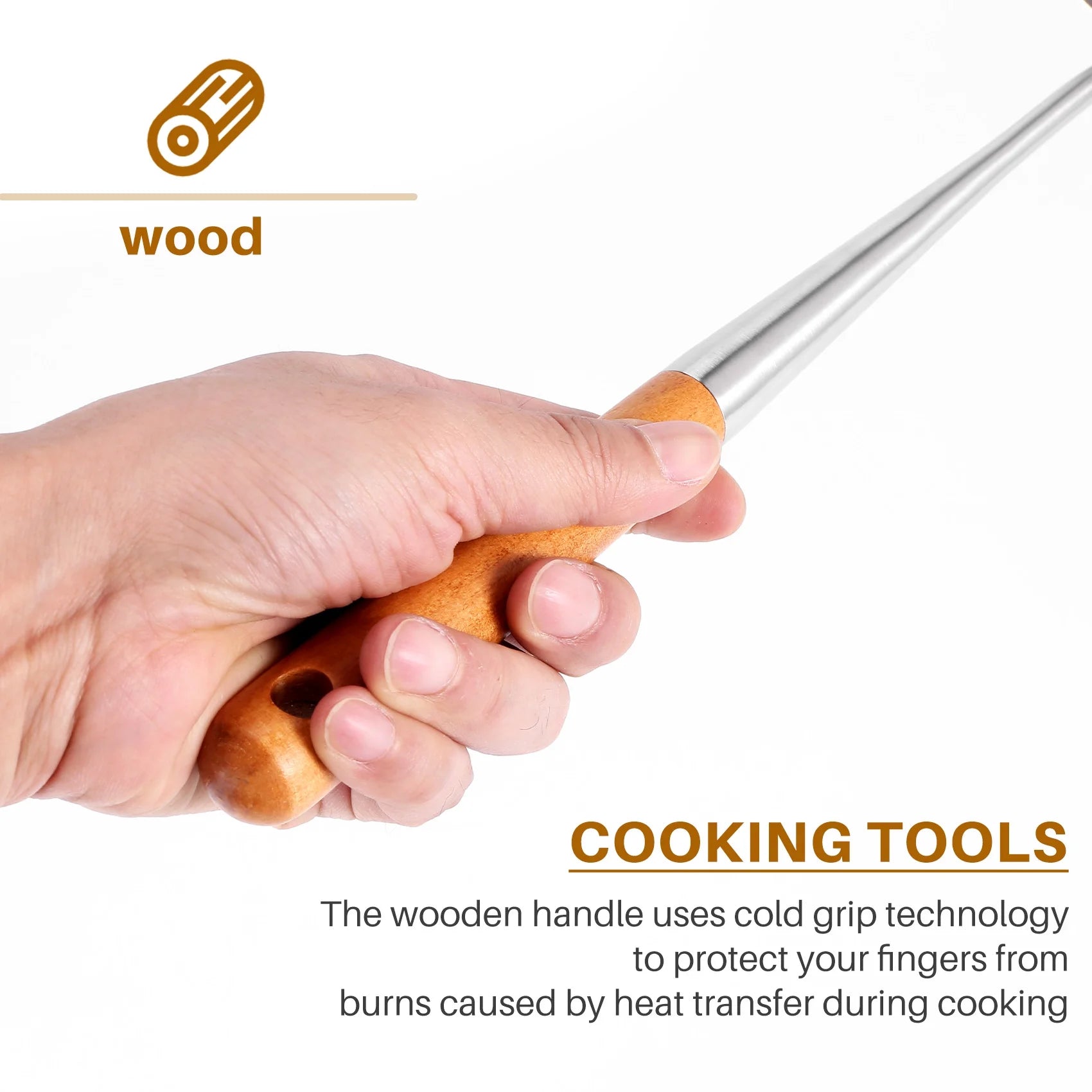 Long Handle Stainless Steel Wok Kitchen Slotted Turner Rice Spoon Ladle Cooking Tools Utensil Set – Convenient Carry Handles for Flexible Room-to-Room Use
