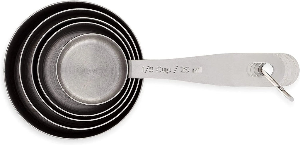 Stainless Steel Measuring Cups Heavy-Duty 5-Piece Set with Storage Ring – Kitchen Measuring Tools – Durable Stainless Steel Construction for Flexible Room-to-Room Use