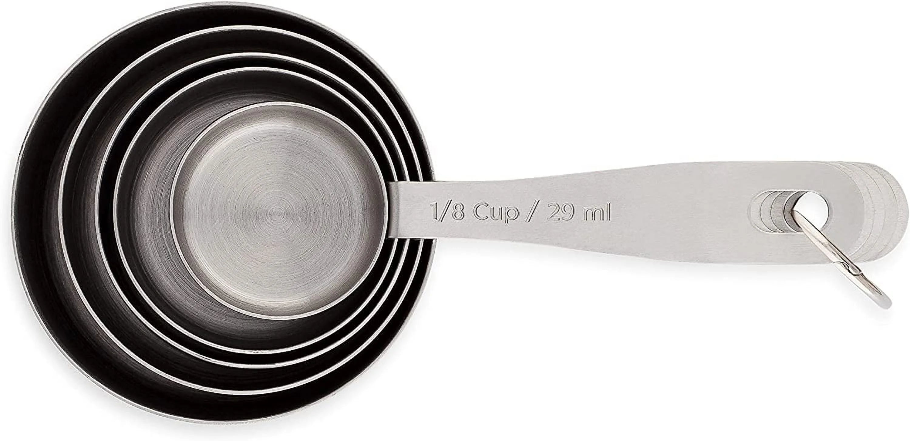 Stainless Steel Measuring Cups Heavy-Duty 5-Piece Set with Storage Ring – Kitchen Measuring Tools – Durable Stainless Steel Construction for Flexible Room-to-Room Use