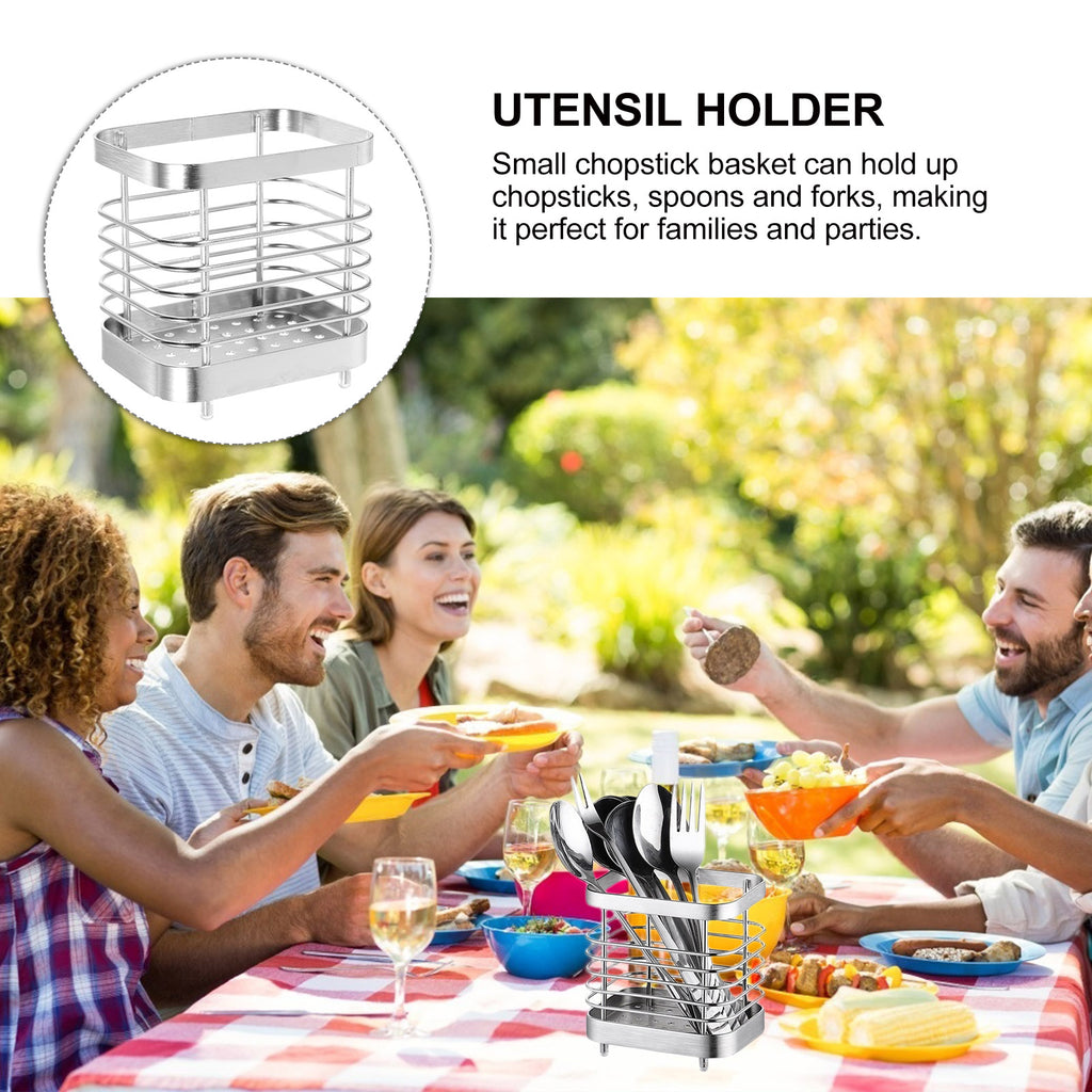 unbranded 2pcs Stainless Steel Cutlery Holder Kitchen Worktop Spoon Stand Space-saving Kitchen Utensil Holder – Durable Stainless Steel Construction for Flexible Room-to-Room Use