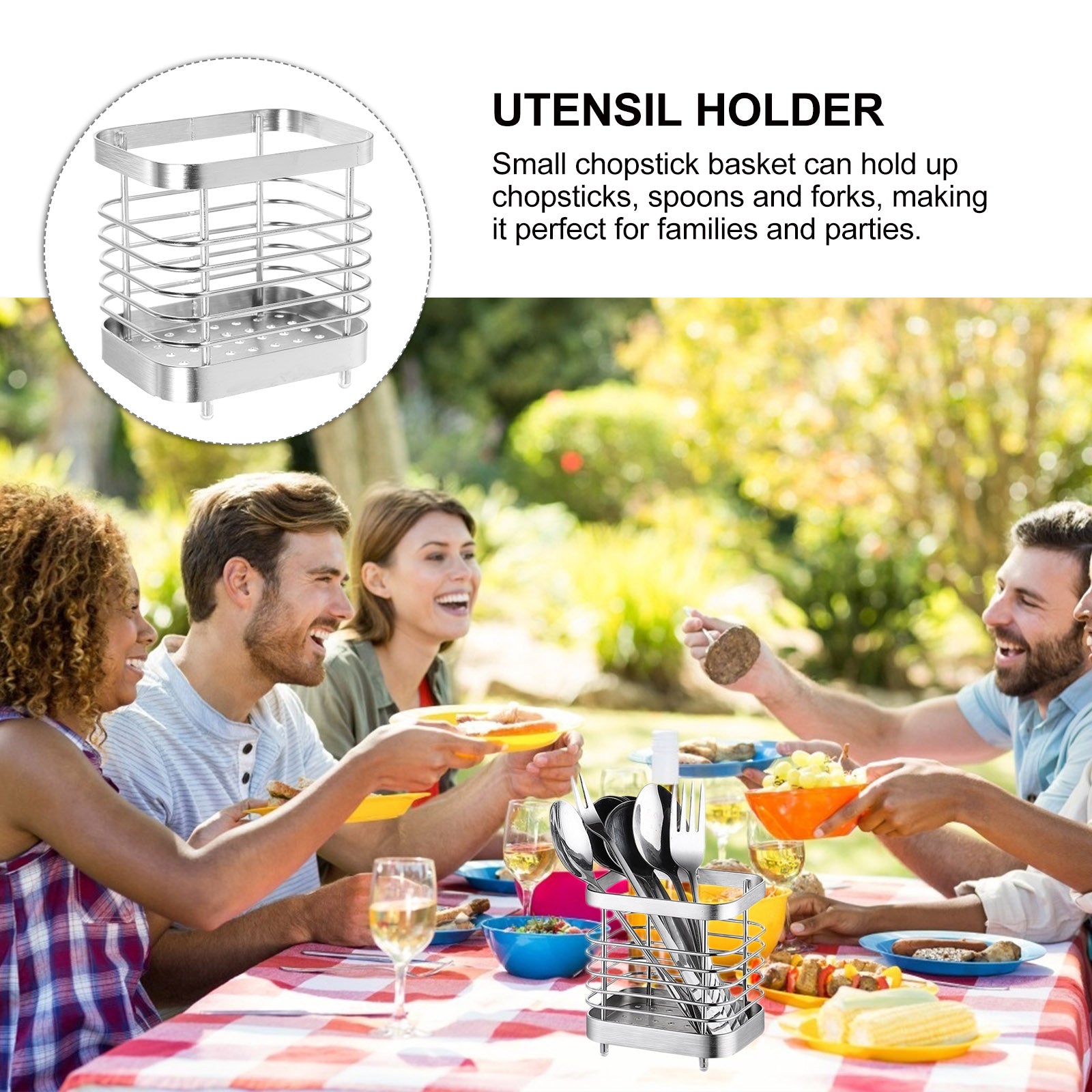 unbranded 2pcs Stainless Steel Cutlery Holder Kitchen Worktop Spoon Stand Space-saving Kitchen Utensil Holder – Durable Stainless Steel Construction for Flexible Room-to-Room Use