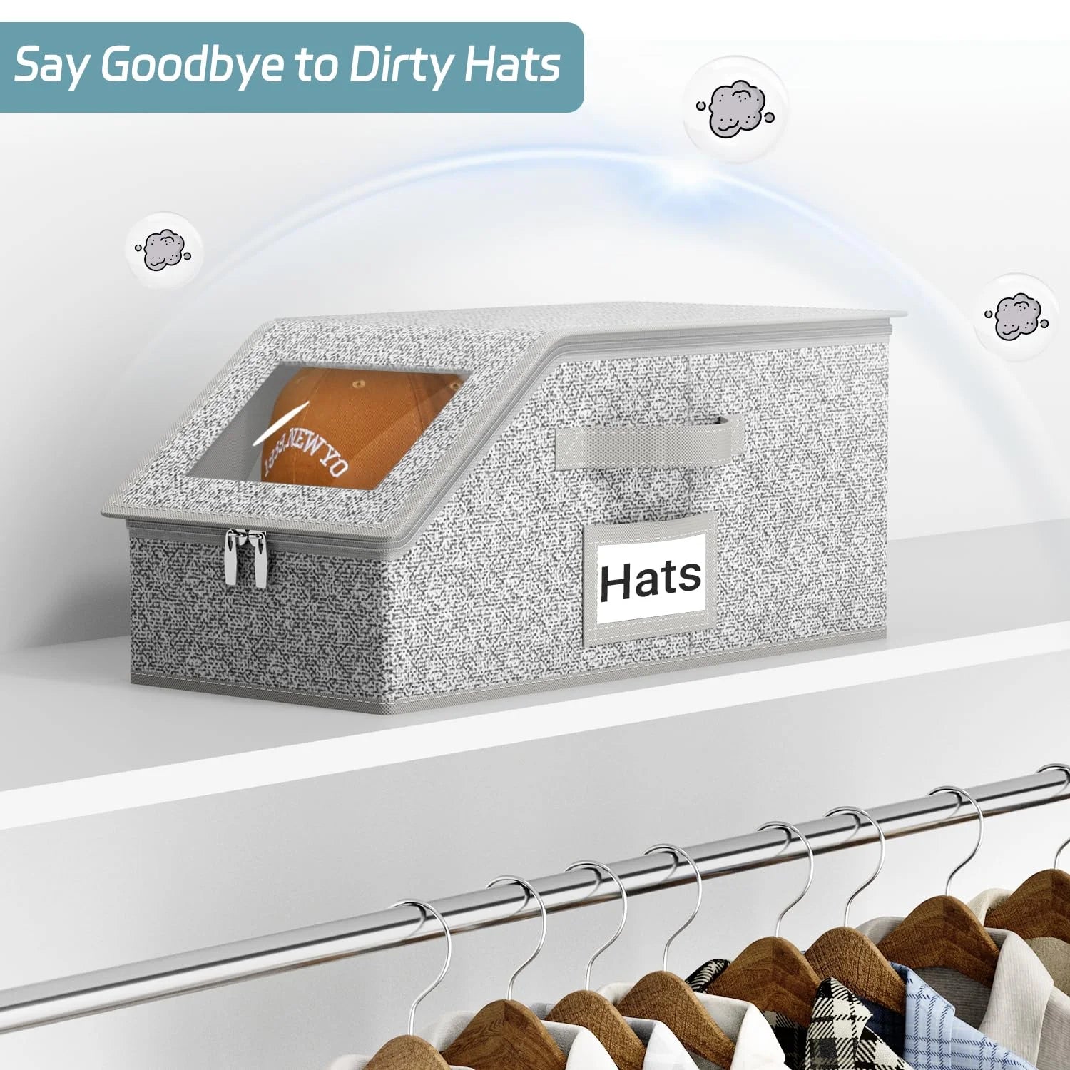 2 Pcs Stackable Hat Storage for Baseball Caps Holds up to 24 Caps Hat Organizer for Closet Sturdy Snapback Boxes for Men with Cardboard Grey – Stackable Organization for Flexible Room-to-Room Use