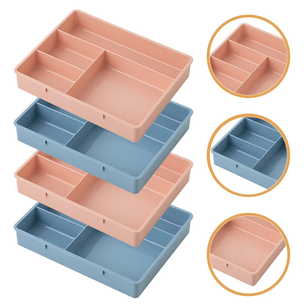4 Pcs Office Storage Bins Drawers Four Grid Box Four-grid Compartment Case – Compartmented Organization for Flexible Room-to-Room Use