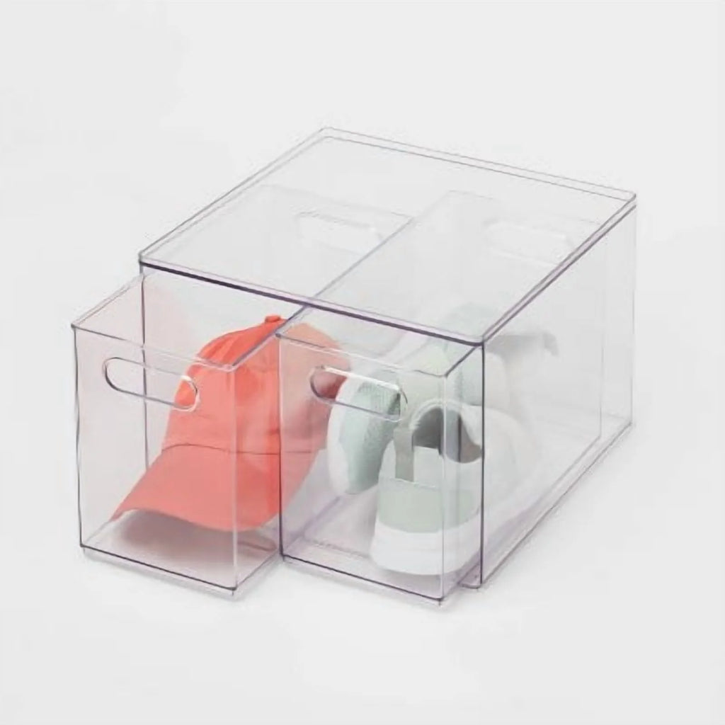 All Purpose 2 Drawer Storage ClearAcrylic Utility Bins,1352 Volume,H 12.6D 12.2 – Practical Home Organization for Flexible Room-to-Room Use