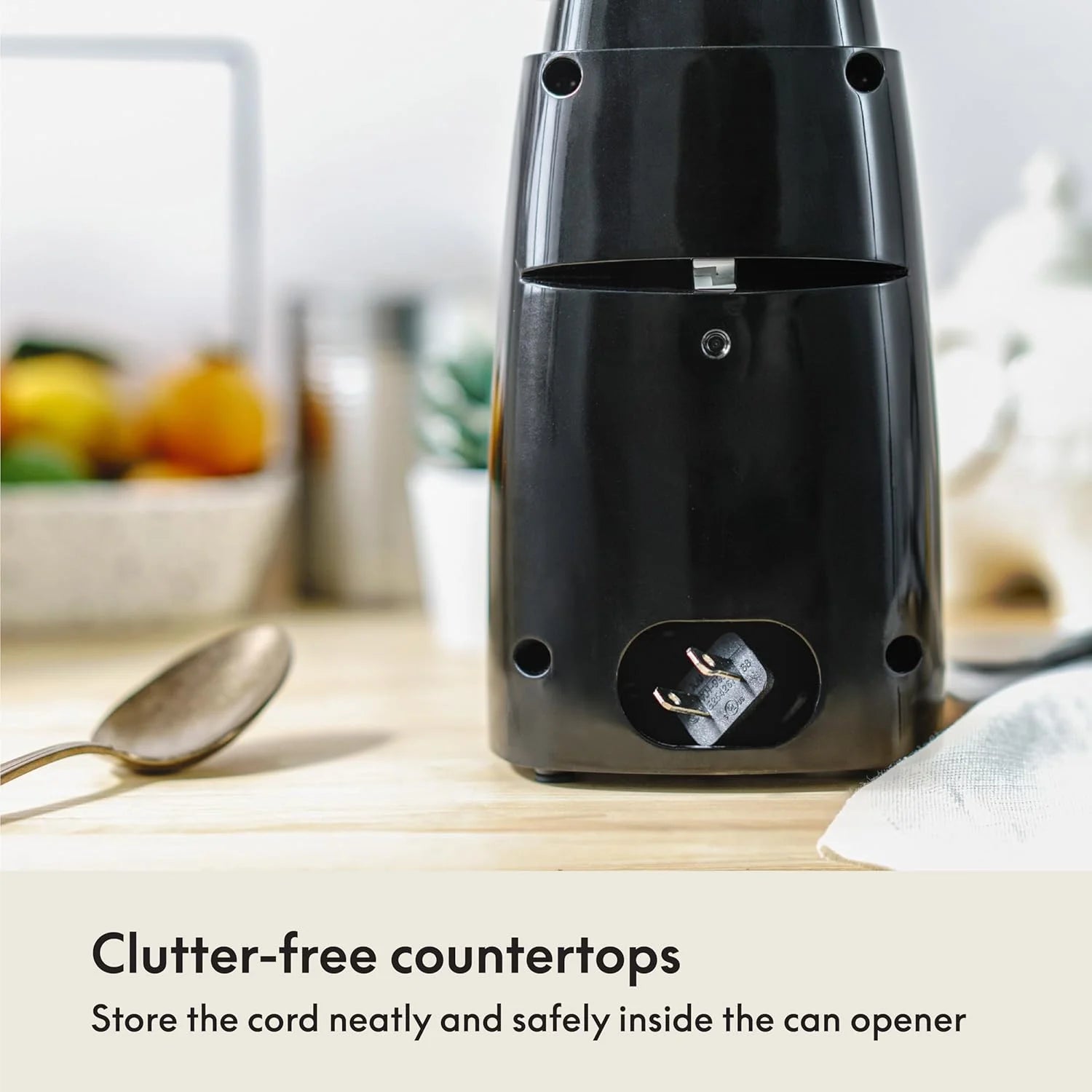 Electric Can Opener and Knife Sharpener Multifunctional Jar and Bottle Opener with Removable Cutting Lever and Cord Storage Stainless Steel Blade – Durable Stainless Steel Construction for Flexible Room-to-Room Use