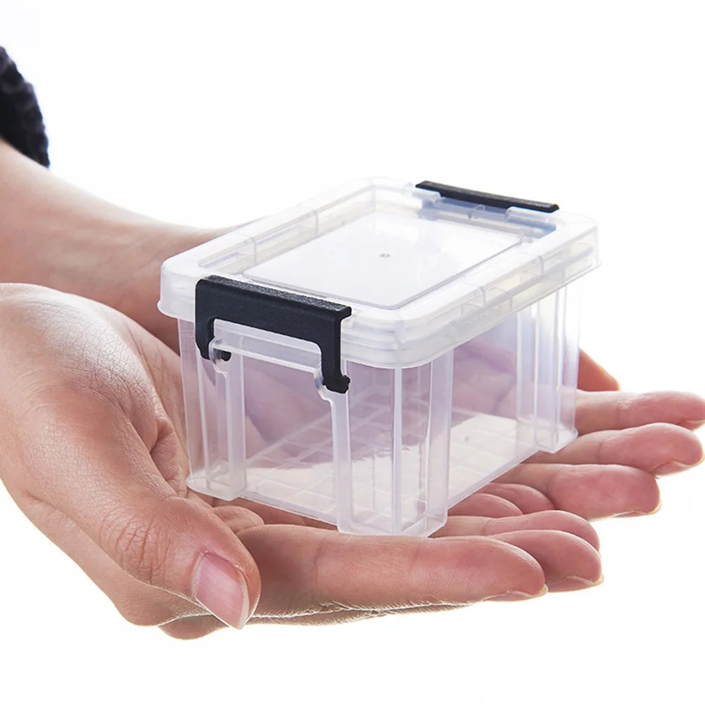 4Pcs Multi-functional Toy Storage Box Plastic Sundries Organizer with Lid Handles 8.5x6.5x5.0cm – Secure Lid Design for Flexible Room-to-Room Use