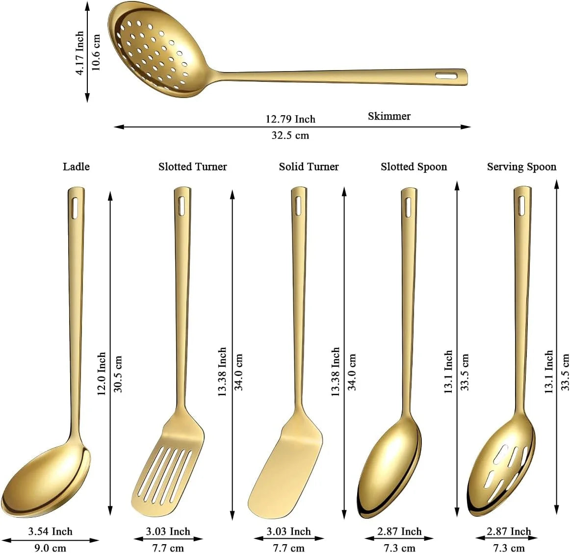 Gold Kitchen Utensils Set 6pcs Titanium Plating Stainless Steel Cooking Utensils Set Heavy Duty Kitchen Tools Spatulas Set Home Essentials Kitchen Gadgets Accessories – Durable Stainless Steel Construction for Flexible Room-to-Room Use
