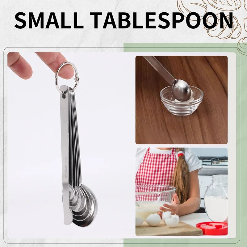 Stainless Steel Measuring Spoons Cups Set Small Tablespoon Teaspoons Set 6 with Bonus C4662 – Durable Stainless Steel Construction for Flexible Room-to-Room Use