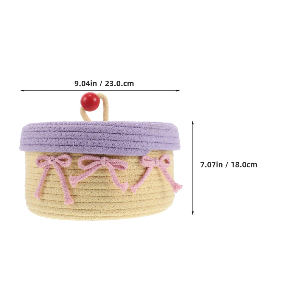 Woven Cotton Rope Basket With Lid Jewelry Storage Box Cute Basket Cotton Rope Basket Storage Woven Basket Woven Rope Basket Bathroom Basket Organizer – Secure Lid Design for Flexible Room-to-Room Use