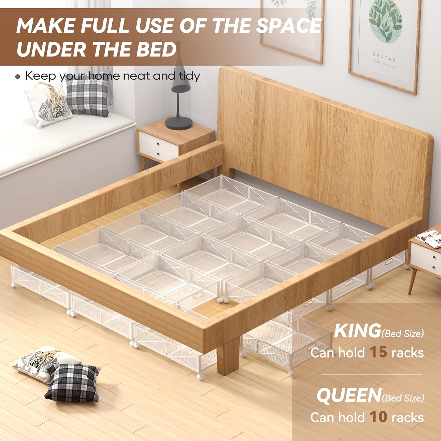Under Bed Storage Containers with Wheels Under Bed Shoe Storage Organizer Drawer Tool-free Assembly Metal Storage Containers for Bedroom Clothes Shoes Blankets -2PCK – Multiroom Organization Format for Flexible Room-to-Room Use