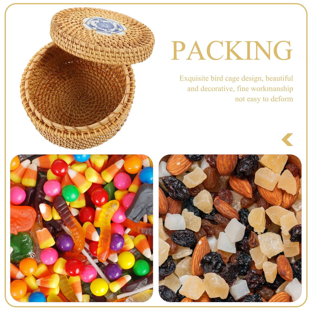 Toy Rattan Nut Box Household Storage Container 14X14X8CM – Practical Home Organization for Flexible Room-to-Room Use