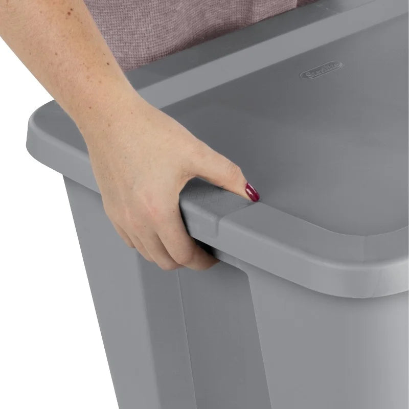 2-Pack 18 Gallon Heavy-Duty Plastic Storage Bins with Snap-On Lids - Durable Stackable Gray Organizers for Home Garage Pantry & Office - Space-Saving Rectangular Design with Reinforced Handles – Stackable Organization for Flexible Room-to-Room Use