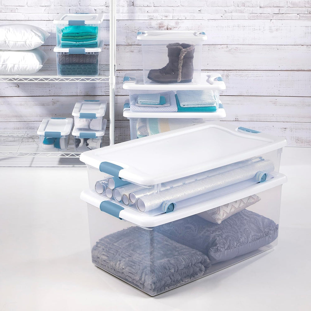 12-Pack Latching Box Stackable Storage Bins with Lids Clear Plastic 6 Quart – Stackable Organization for Flexible Room-to-Room Use