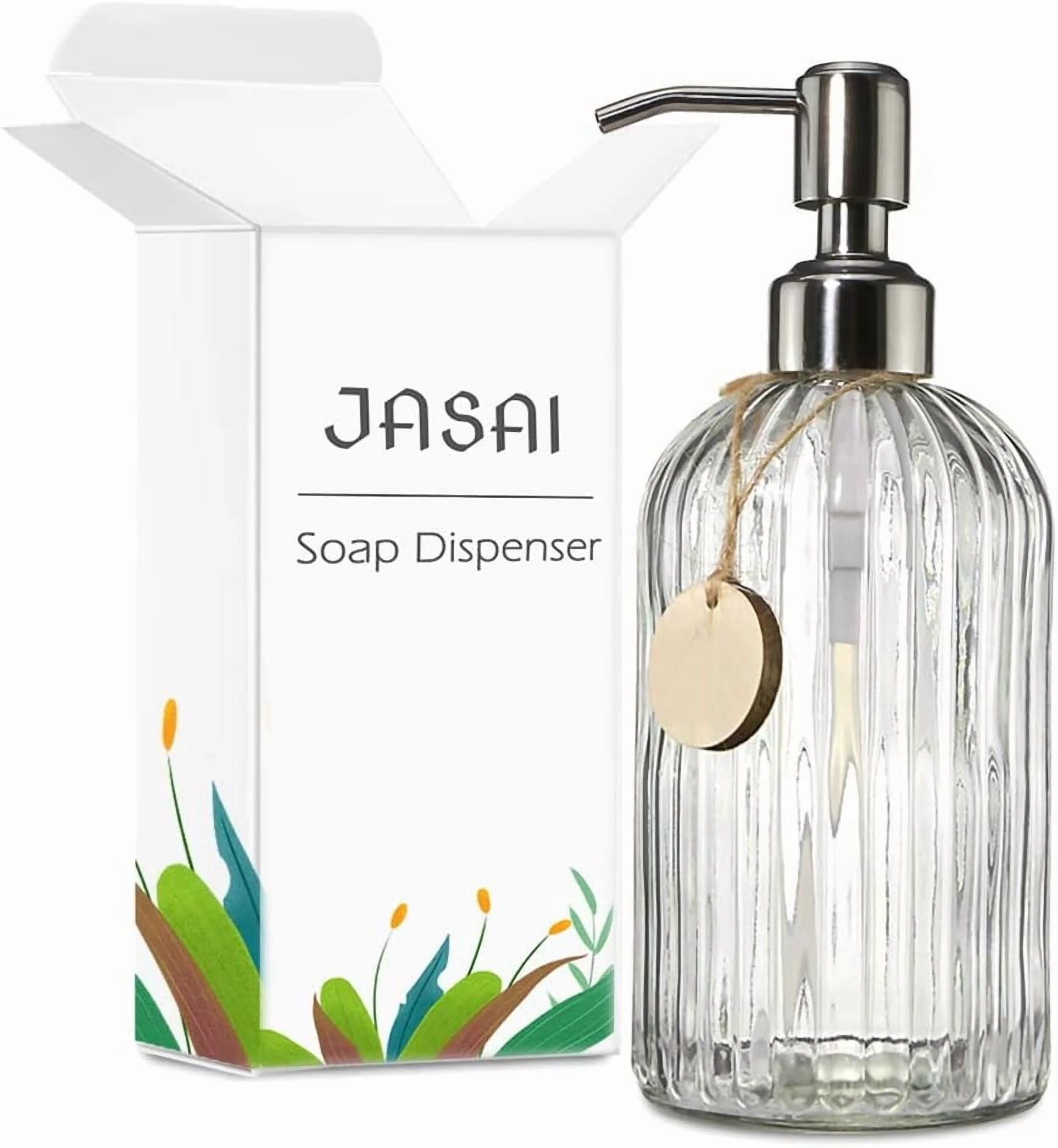 18 Oz Clear Glass Soap Dispenser with Rust-resistant Stainless Steel Pump Refillable Liquid Hand soap Dispenser for Bathroom Well-crafted Kitchen Soap Dispenser – Clear-View Organization for Flexible Room-to-Room Use