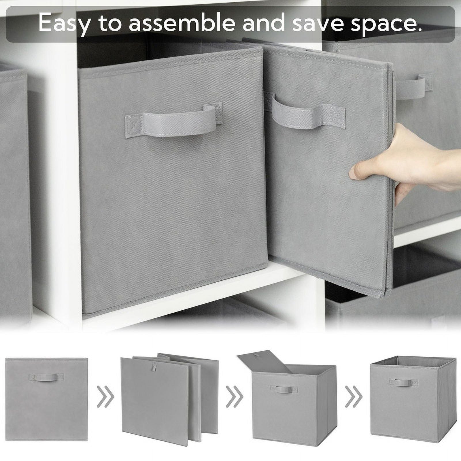 11 Inch Foldable Fabric Baskets for Organizing,6 Pack Grey Cloth Storage Bins with Handle for Home Bedroom – Everyday Household Format for Flexible Room-to-Room Use