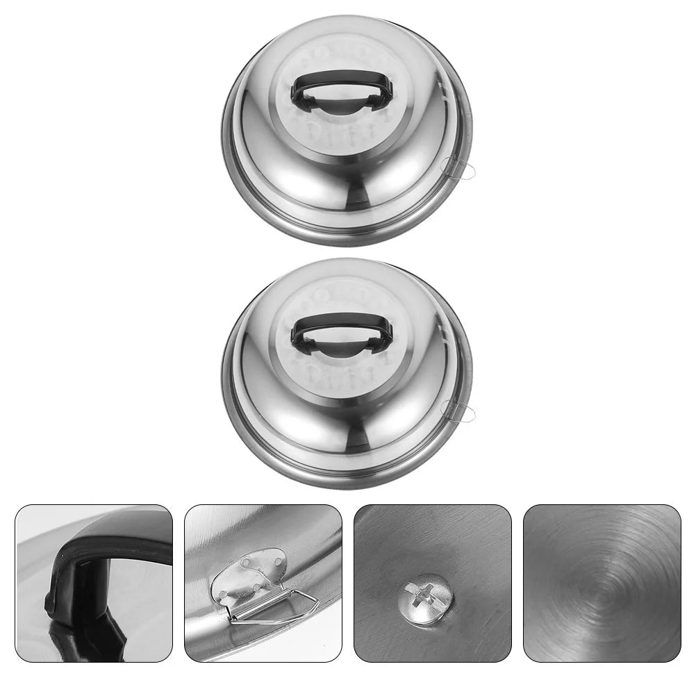 unbranded 2Pcs Stainless Steel Pot Covers 28.5cm Pot Lids Kitchen Accessories (Silver) – Durable Stainless Steel Construction for Flexible Room-to-Room Use