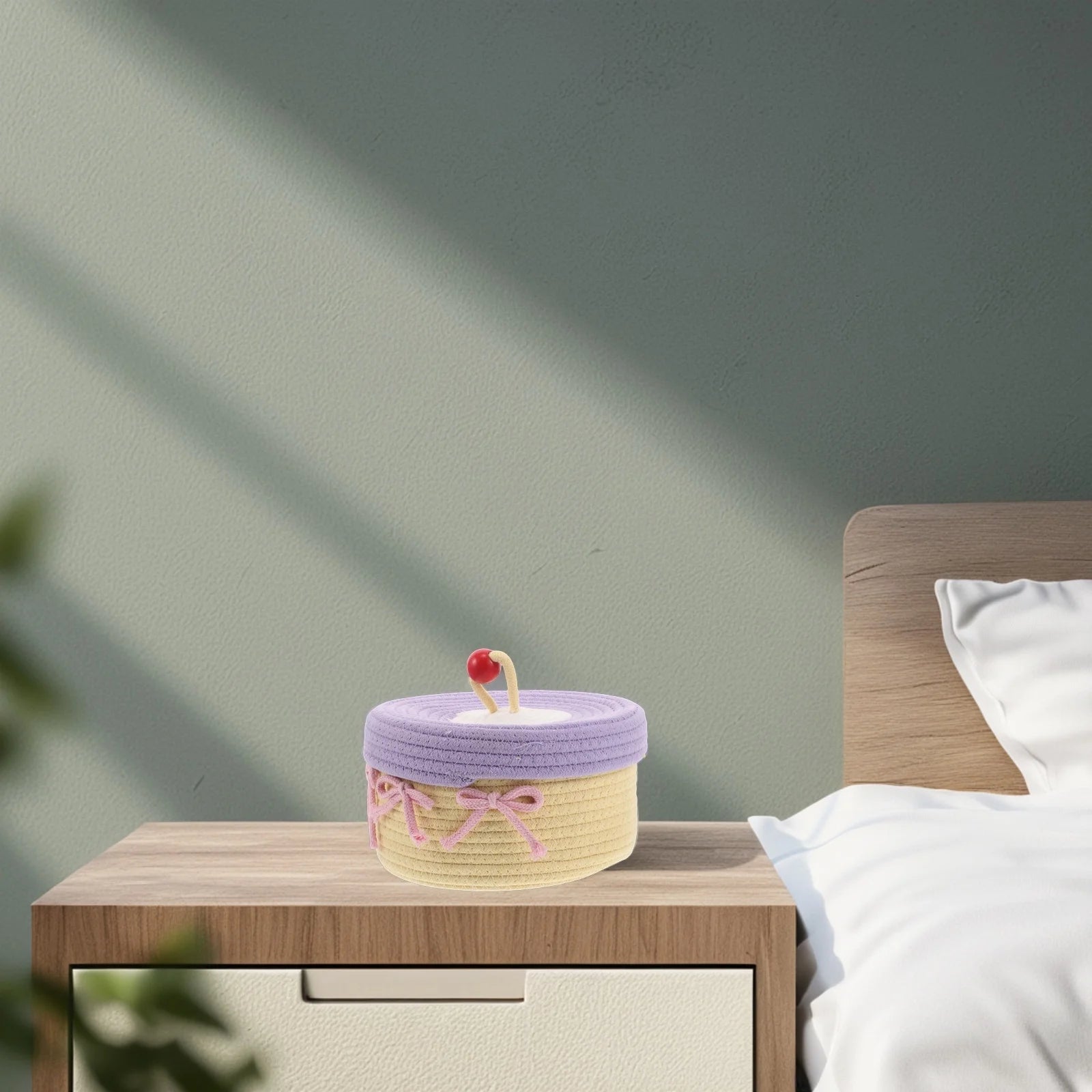 Woven Cotton Rope Basket With Lid Jewelry Storage Box Cute Basket Cotton Rope Basket Storage Woven Basket Woven Rope Basket Bathroom Basket Organizer – Secure Lid Design for Flexible Room-to-Room Use