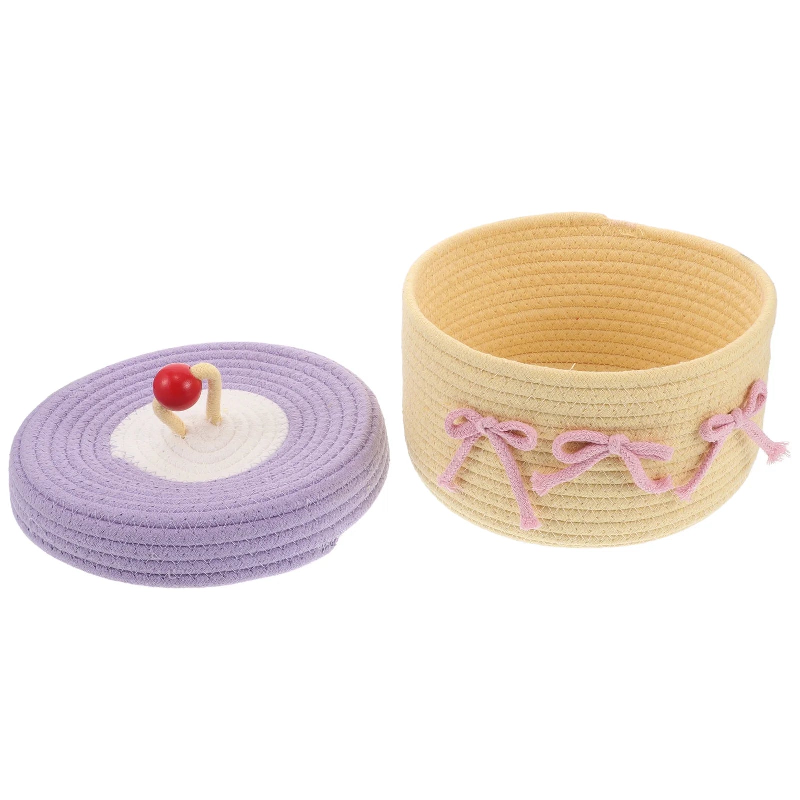 Woven Cotton Rope Basket With Lid Jewelry Storage Box Cute Basket Cotton Rope Basket Storage Woven Basket Woven Rope Basket Bathroom Basket Organizer – Secure Lid Design for Flexible Room-to-Room Use