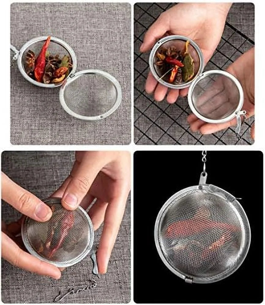 3pcs Stainless steel fine mesh seasoning ball kitchen soup spice stew filter kitchen tool metal tea bag tea ball (3pcs Round Shape),Silver,5cm/6cm/7cm – Durable Stainless Steel Construction for Flexible Room-to-Room Use
