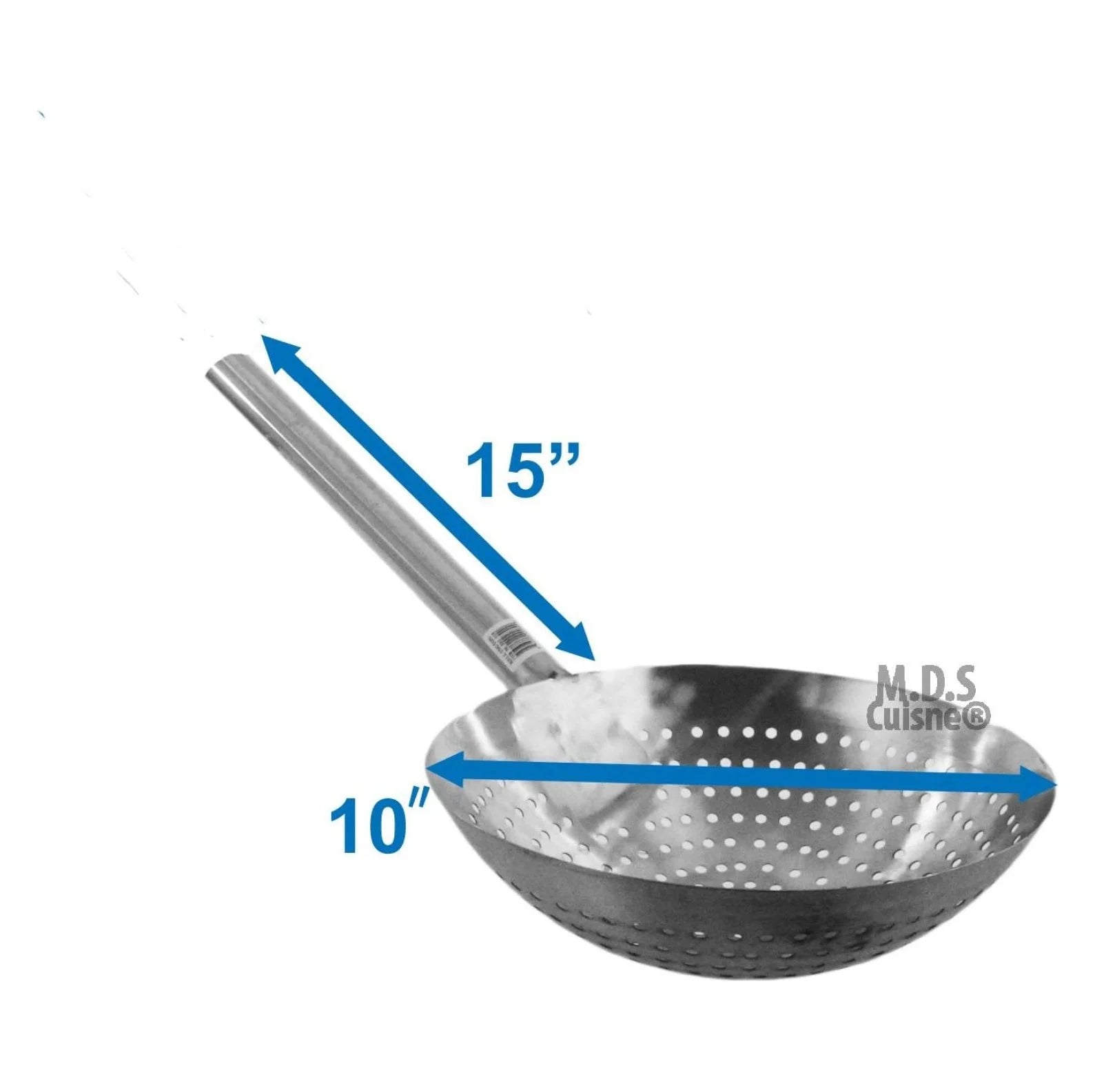Stir Fry Skimmer Strainer 25" Stainless Steel Spider Ladle for Deep Frying Carnitas Chicken Shrimp - Long Handle Kitchen Tool – Convenient Carry Handles for Flexible Room-to-Room Use