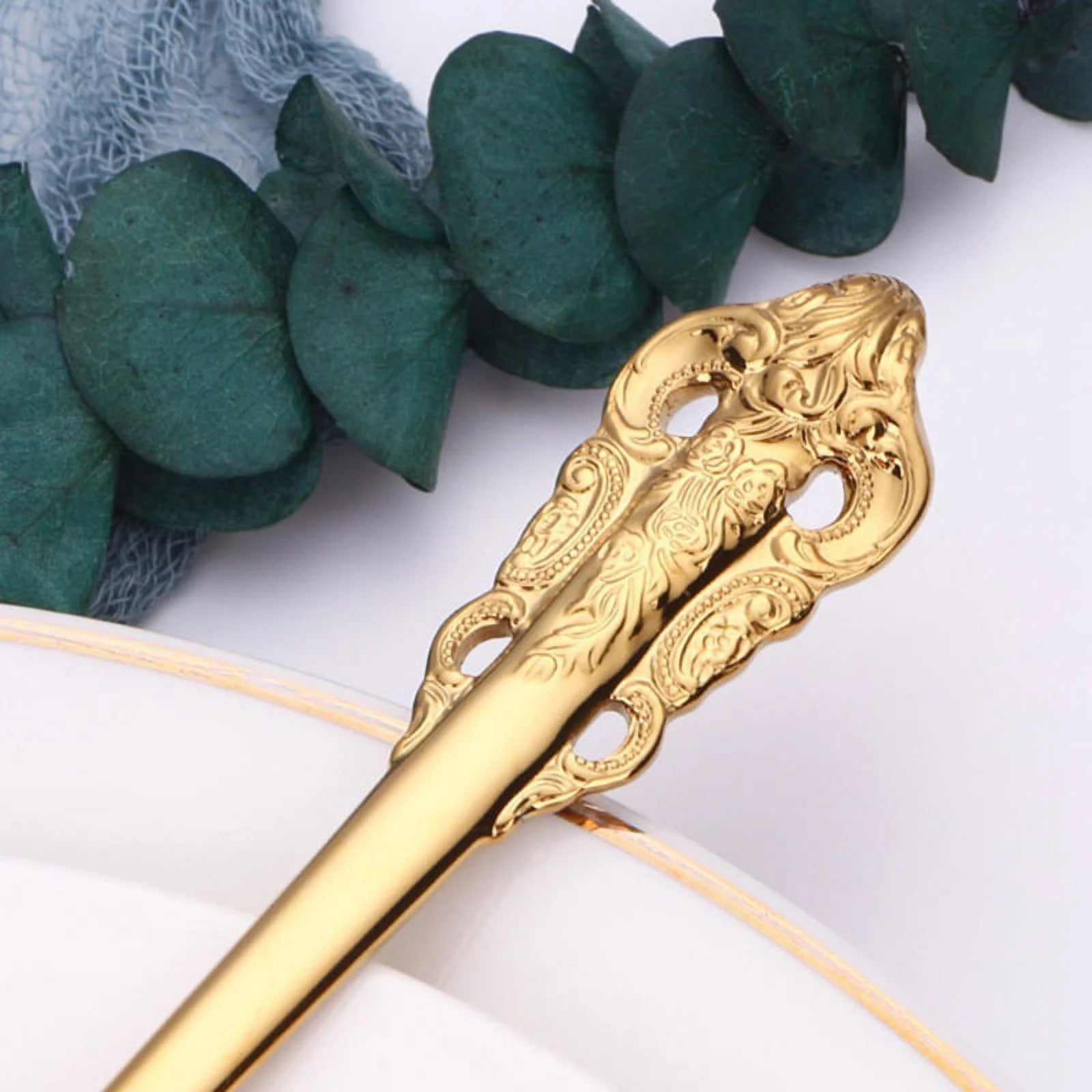 304 Stainless Steel Soup Ladle Cooking Tool Kitchen Gold Plated Spoon – Durable Stainless Steel Construction for Flexible Room-to-Room Use