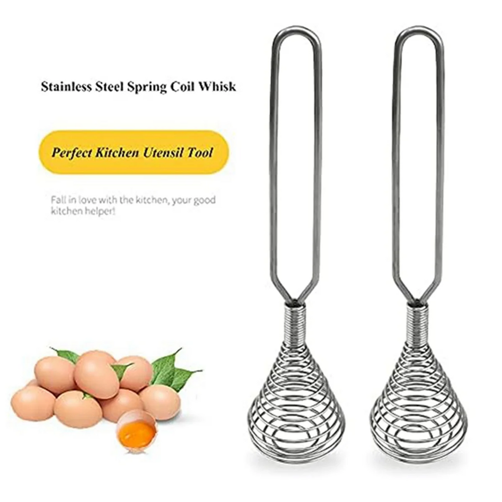 Stainless Steel Spring Coil Whisk Wire Whip-Cream Egg Beater -Cream Hand Mixer Kitchen Tool Accessories for Mixing – Durable Stainless Steel Construction for Flexible Room-to-Room Use
