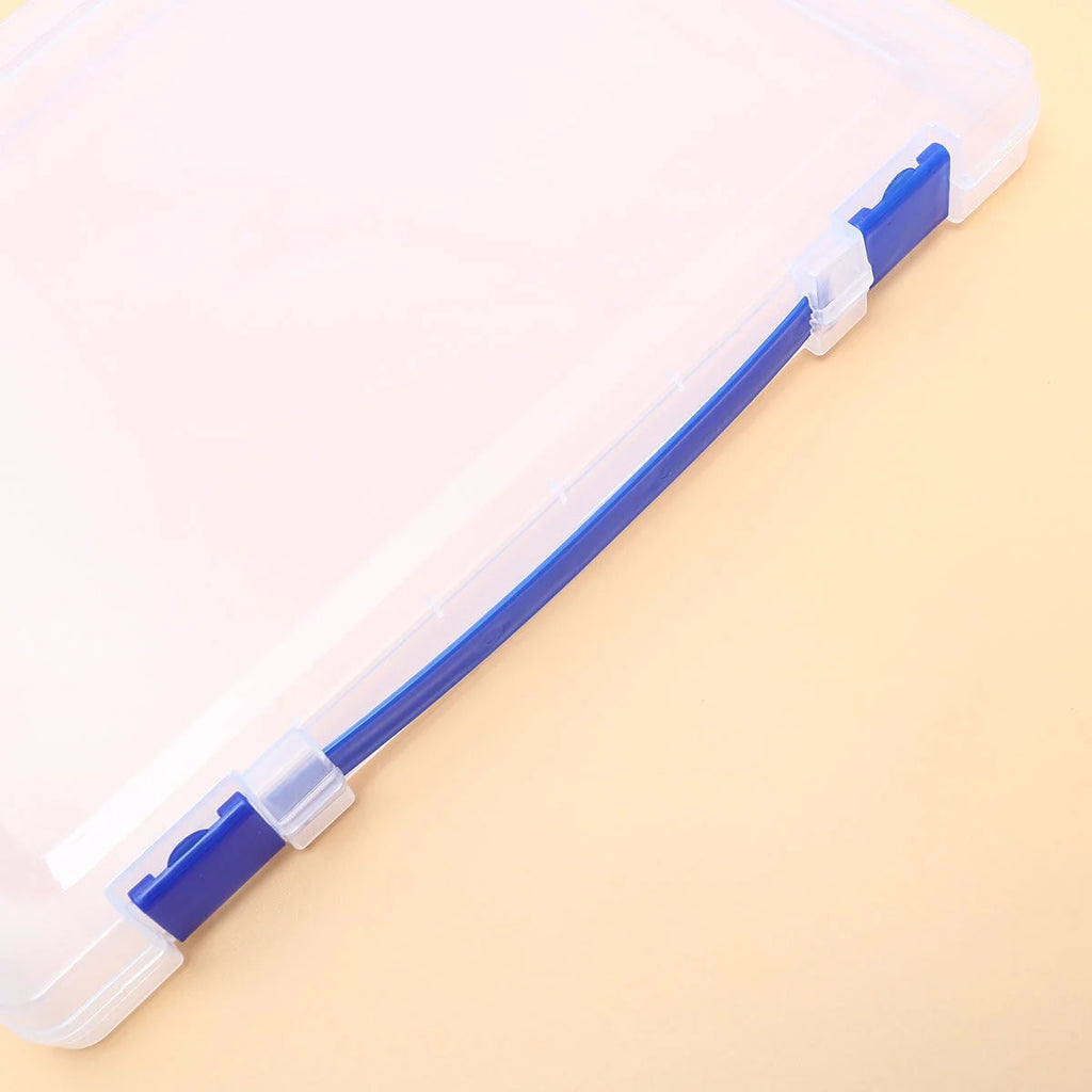 Transparent Storage Box Clear Plastic Document Paper Filling File Case Portable Ducoment Storage Holder with Blue Buckle – Multiroom Organization Format for Flexible Room-to-Room Use