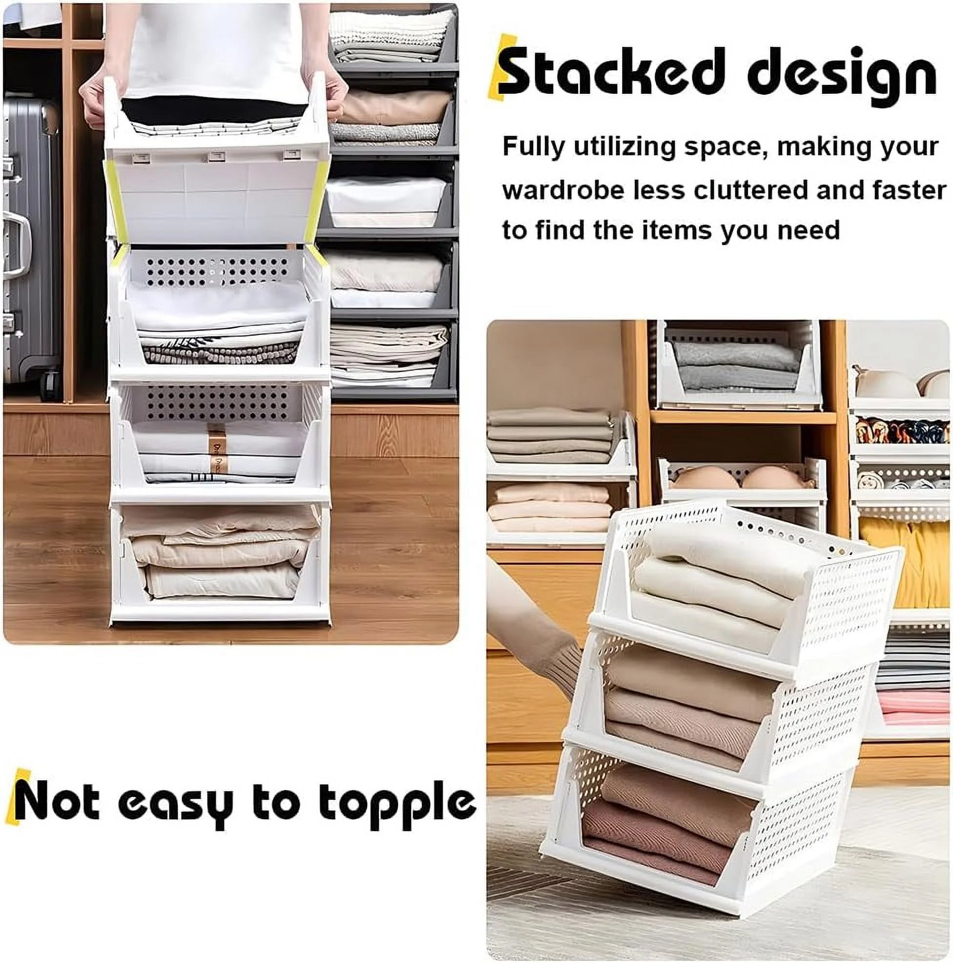 5 Pack Stackable Closet Storage Box,Closet Shelf Organizer and Storage Plastic Drawer Storage,Wardrobe Organizer Closet Organizers Storage Box for Cupboard Kitchen Office(5L) – Stackable Organization for Flexible Room-to-Room Use